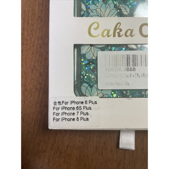 Clear Case with Blue Flowers and Floating Glitter iPhone 6S Plus 7 Plus 8 Plus - Picture 4 of 5